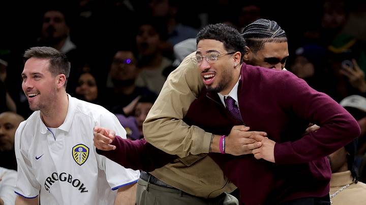 Feb 11, 2026; Brooklyn, New York, USA; Indiana Pacers guard T.J. McConnell (9) and forward Obi Toppin (1) and guard Tyrese Haliburton (0) react on the bench during the fourth quarter against the Brooklyn Nets at Barclays Center. Mandatory Credit: Brad Penner-Imagn Images