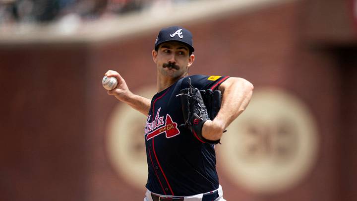 San Francisco, California, USA; Atlanta Braves starting pitcher Spencer Strider (99) delivers a pitch against the San Francisco Giants during the fourth inning at Oracle Park. Mandatory Credit: D. Ross Cameron-Imagn Images