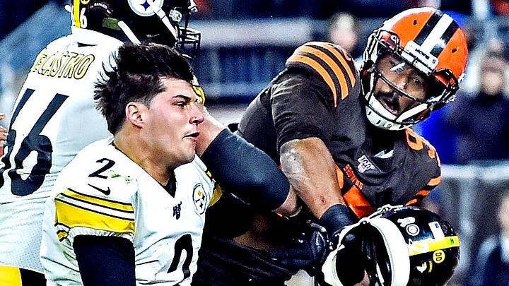 Cleveland Browns defensive end Myles Garrett, Pittsburgh Steelers quarterback Mason Rudolph Cleveland Browns defensive end Myles Garrett, Pittsburgh Steelers quarterback Mason Rudolph