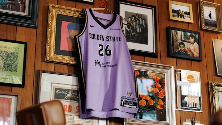 Golden State Valkyries' violet Nike Explorer Edition jersey