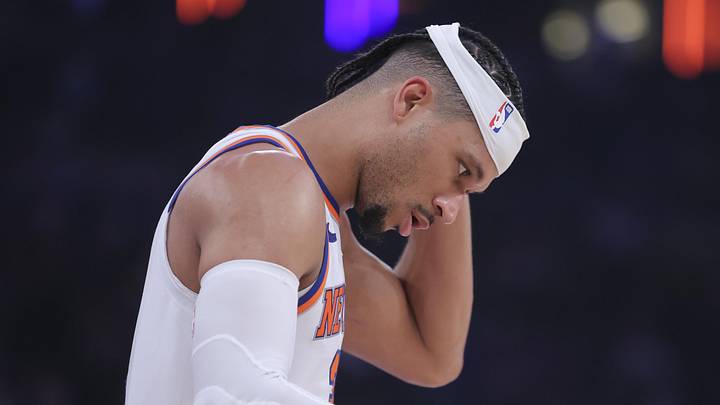 New York Knicks guard Josh Hart (3) reacts during the third quarter of game one of the eastern conference finals during the 2026 NBA playoffs against the Cleveland Cavaliers at Madison Square Garden. New York Knicks guard Josh Hart (3) reacts during the third quarter of game one of the eastern conference finals during the 2026 NBA playoffs against the Cleveland Cavaliers at Madison Square Garden.