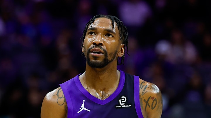 Feb 6, 2026; Sacramento, California, USA; Sacramento Kings guard Malik Monk (0) reacts after a call during the fourth quarter against the Los Angeles Clippers at Golden 1 Center. Mandatory Credit: Sergio Estrada-Imagn Images