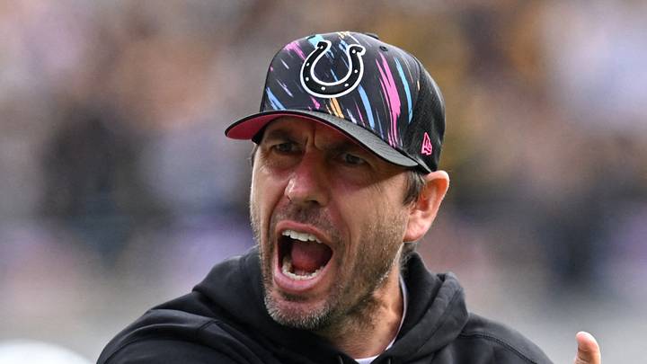 Indianapolis Colts head coach Shane Steichen reacts after a play