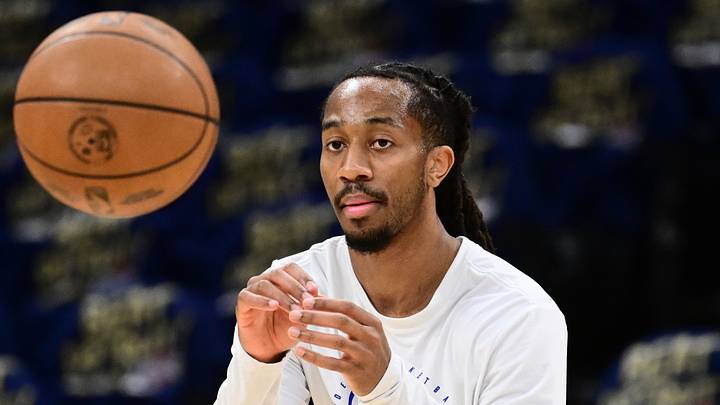 May 15, 2026; Cleveland, Ohio, USA; Detroit Pistons guard Daniss Jenkins (24) warms up before game six between the Cleveland Cavaliers and the Pistons in the second round of the 2026 NBA Playoffs at Rocket Arena. Mandatory Credit: Ken Blaze-Imagn Images