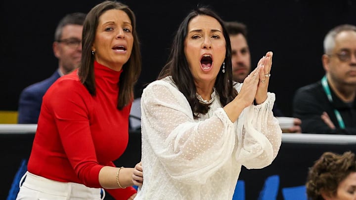 Nebraska Cornhuskers head coach Amy Williams who's led the Huskers to an undefeated 7-0 start in 2025-26. 