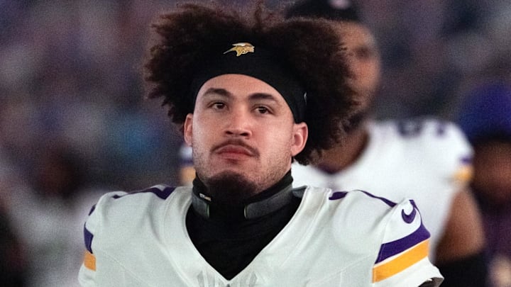 Jan 13, 2025; Glendale, AZ, USA; Minnesota Vikings cornerback Byron Murphy Jr. (7) against the Los Angeles Rams during an NFC wild card game at State Farm Stadium. Mandatory Credit: Mark J. Rebilas-Imagn Images