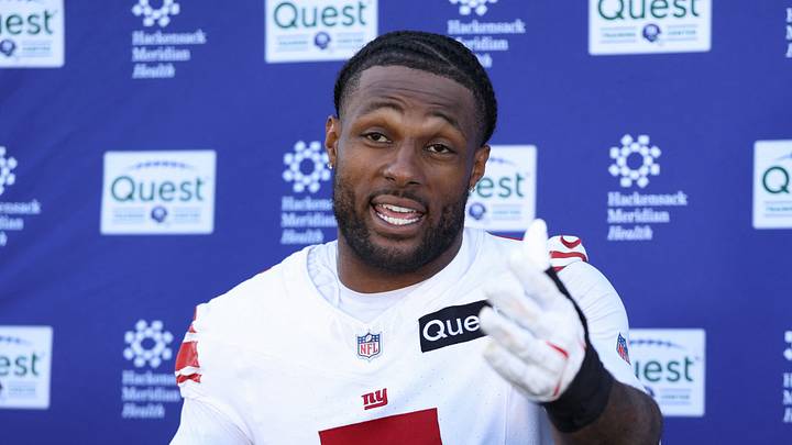 Jun 9, 2026; East Rutherford, NJ, USA; New York Giants linebacker Kayvon Thibodeaux (5) answers questions from the press after the minicamp activities at Quest Diagnostics Center. Mandatory Credit: Thomas Salus-Imagn Images Jun 9, 2026; East Rutherford, NJ, USA; New York Giants linebacker Kayvon Thibodeaux (5) answers questions from the press after the minicamp activities at Quest Diagnostics Center. Mandatory Credit: Thomas Salus-Imagn Images