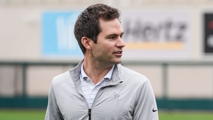 Detroit Tigers president of baseball operation Scott Harris during spring training at Joker Marchant Stadium in Lakeland, Fla. on Thursday, Feb. 20, 2025.