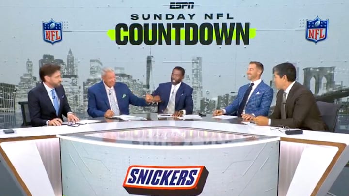 Randy Moss returned to ESPN's 'Sunday NFL Countdown' after undergoing cancer treatment.
