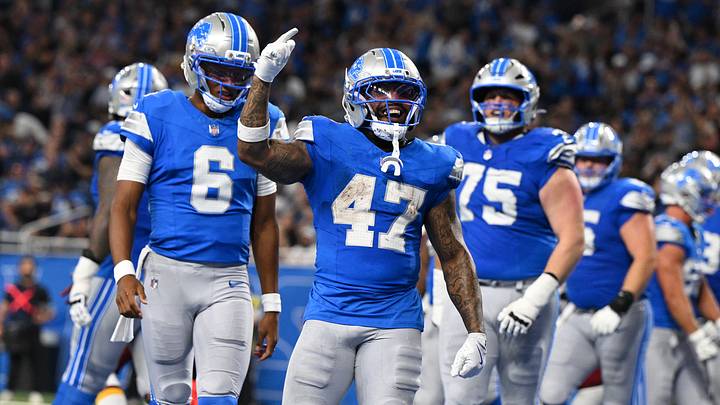 Aug 22, 2026; Detroit, Michigan, USA; Detroit Lions running back Trayveon Williams (47) celebrates after scoring a touchdown against the Washington Commanders in the third quarter at Ford Field. Mandatory Credit: Lon Horwedel-Imagn Images Aug 22, 2026; Detroit, Michigan, USA; Detroit Lions running back Trayveon Williams (47) celebrates after scoring a touchdown against the Washington Commanders in the third quarter at Ford Field. Mandatory Credit: Lon Horwedel-Imagn Images