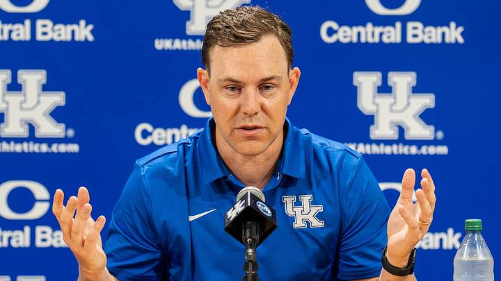 Kentucky head football coach Will Stein speaks during a news conference before the start of fall camp in Lexington, Ky., on Aug. 3, 2026. Stein discussed the Wildcats' offseason preparation and the start of preseason practice. Kentucky head football coach Will Stein speaks during a news conference before the start of fall camp in Lexington, Ky., on Aug. 3, 2026. Stein discussed the Wildcats' offseason preparation and the start of preseason practice.