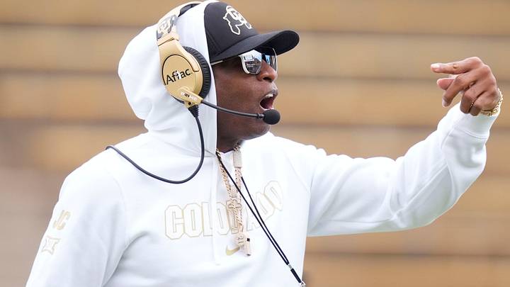 Apr 11, 2026; Boulder, CO, USA; Colorado Buffaloes head coach Deion Sanders during the spring game at Folsom Field. Mandatory Credit: Ron Chenoy-Imagn Images Apr 11, 2026; Boulder, CO, USA; Colorado Buffaloes head coach Deion Sanders during the spring game at Folsom Field. Mandatory Credit: Ron Chenoy-Imagn Images