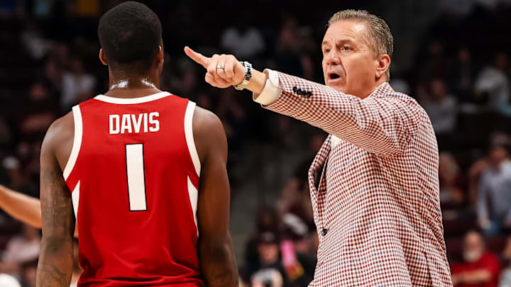 Arkansas Razorbacks head coach John Calipari directs his team against the South Carolina Gamecocks in the first half at Colonial Life Arena. 
