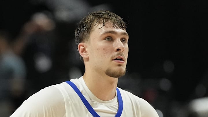 Dallas Mavericks forward Cooper Flagg looks on against the Los Angeles Lakers.