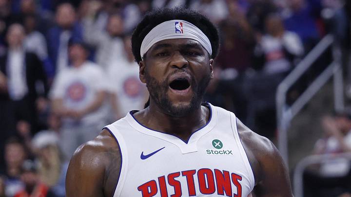 Apr 22, 2026; Detroit, Michigan, USA; Detroit Pistons forward Isaiah Stewart (28) reacts during the second half against the Orlando Magic during game two of the first round of the 2026 NBA Playoffs at Little Caesars Arena. Mandatory Credit: Rick Osentoski-Imagn Images