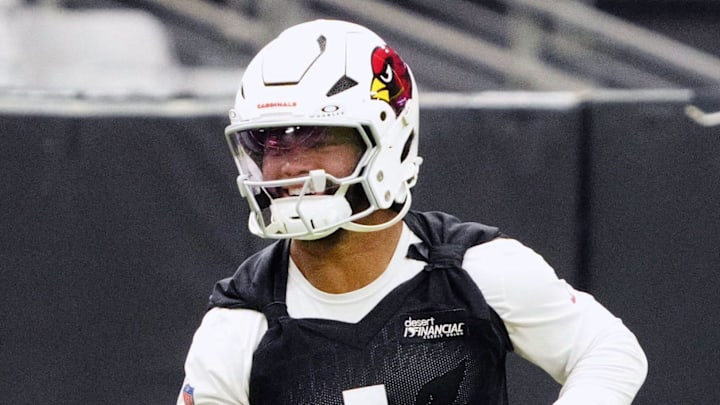 Arizona Cardinals quarterback Kyler Murray (1) during training camp at State Farm Stadium in Glendale on July 25, 2025.