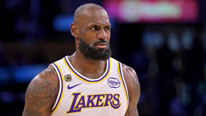 May 9, 2026; Los Angeles, California, USA; Los Angeles Lakers forward LeBron James (23) reacts after a foul in game three of the second round of the 2026 NBA Playoffs against the Oklahoma City Thunder at Crypto.com Arena. Mandatory Credit: Jayne Kamin-Oncea-Imagn Images
