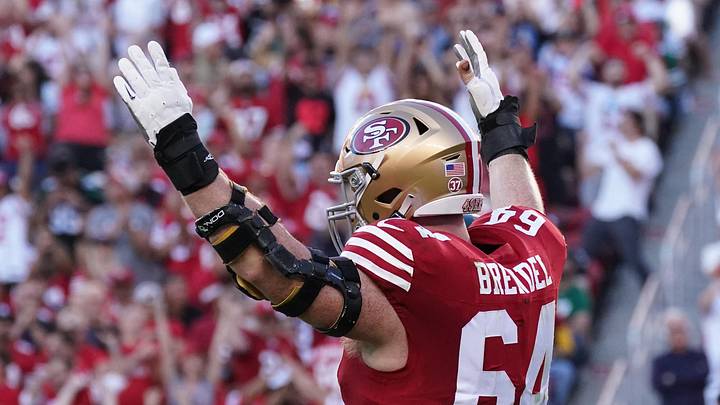 San Francisco 49ers center Jake Brendel (64)