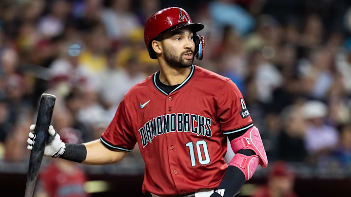 May 28, 2025; Phoenix, Arizona, USA; Arizona Diamondbacks second baseman Jordan Lawlar against the Pittsburgh Pirates at Chase Field. Mandatory Credit: Mark J. Rebilas-Imagn Images