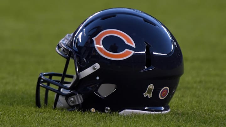 General view of Chicago Bears helmet during NFL football game against the San Diego Chargers at Qualcomm Stadium. General view of Chicago Bears helmet during NFL football game against the San Diego Chargers at Qualcomm Stadium.