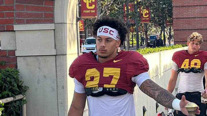 USC Trojans redshirt freshman running back Riley Wormley USC Trojans redshirt freshman running back Riley Wormley