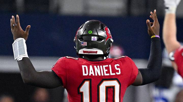 Tampa Bay Buccaneers quarterback Jalon Daniels (10) celebrates during the game between the Cowboys and the Buccaneers Tampa Bay Buccaneers quarterback Jalon Daniels (10) celebrates during the game between the Cowboys and the Buccaneers