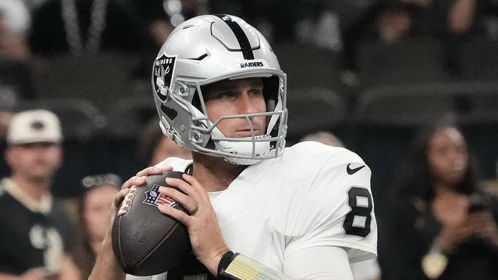 Sep 27, 2026; New Orleans, Louisiana, USA; Las Vegas Raiders quarterback Kirk Cousins (8) warms up before the game against the New Orleans Saints at Caesars Superdome. Mandatory Credit: Matthew Hinton-Imagn Images Sep 27, 2026; New Orleans, Louisiana, USA; Las Vegas Raiders quarterback Kirk Cousins (8) warms up before the game against the New Orleans Saints at Caesars Superdome. Mandatory Credit: Matthew Hinton-Imagn Images
