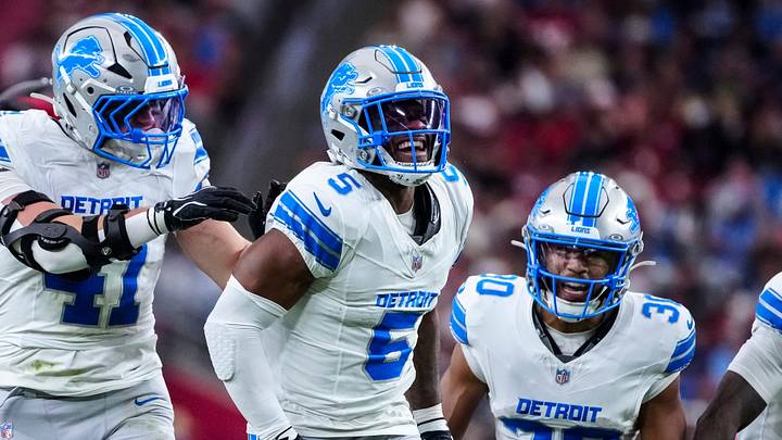 Detroit Lions defensive back Christian Izien (5). Detroit Lions defensive back Christian Izien (5).