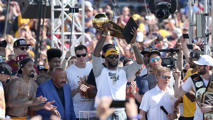 LeBron James raised the Larry O'Brien Trophy with Jim Brown by his side at the rally following the Cavaliers Championship Parade in Cleveland on Tuesday, June 21, 2016.
Meet Canton Repository Photographer Scott Heckel 15 LeBron James raised the Larry O'Brien Trophy with Jim Brown by his side at the rally following the Cavaliers Championship Parade in Cleveland on Tuesday, June 21, 2016.
Meet Canton Repository Photographer Scott Heckel 15