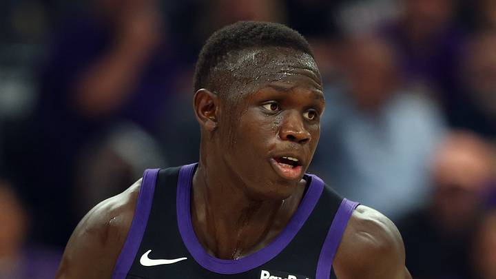 Phoenix, Arizona, USA; Phoenix Suns center Khaman Maluach (10) against the Dallas Mavericks at Mortgage Matchup Center on Apr 8, 2026.