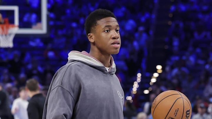 Feb 12, 2026; Oklahoma City, Oklahoma, USA; Oklahoma City Thunder center Thomas Sorber (12) warms up before the start of a game against the Milwaukee Bucks during the second half at Paycom Center. Mandatory Credit: Alonzo Adams-Imagn Images Feb 12, 2026; Oklahoma City, Oklahoma, USA; Oklahoma City Thunder center Thomas Sorber (12) warms up before the start of a game against the Milwaukee Bucks during the second half at Paycom Center. Mandatory Credit: Alonzo Adams-Imagn Images
