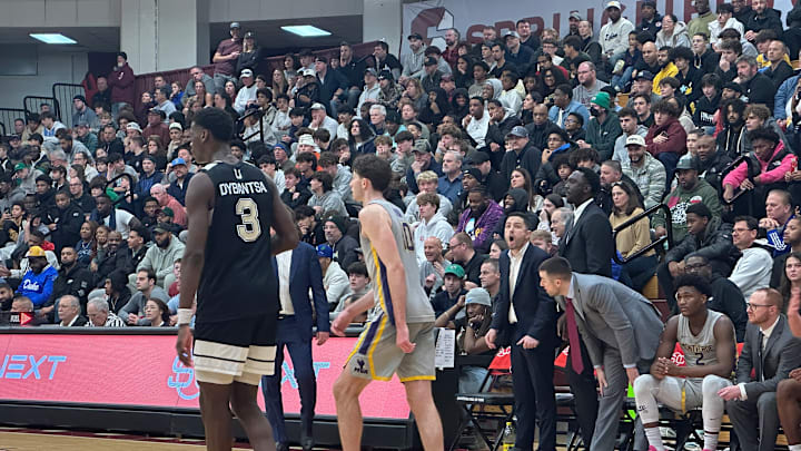 AJ Dybantsa (3) plays against Montverde Academy (FL) in front of a sold out crowd at the 2025 Hoophall Classic.