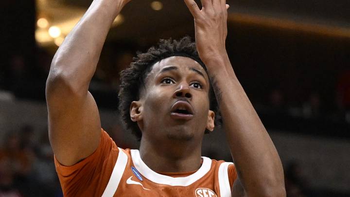 Mar 26, 2026; San Jose, CA, USA; Texas Longhorns forward Dailyn Swain (3) shoots the ball against the Purdue Boilermakers in the first half during a Sweet Sixteen game of the West Regional of the men's 2026 NCAA Tournament at SAP Center. Mandatory Credit: Eakin Howard-Imagn Images Mar 26, 2026; San Jose, CA, USA; Texas Longhorns forward Dailyn Swain (3) shoots the ball against the Purdue Boilermakers in the first half during a Sweet Sixteen game of the West Regional of the men's 2026 NCAA Tournament at SAP Center. Mandatory Credit: Eakin Howard-Imagn Images