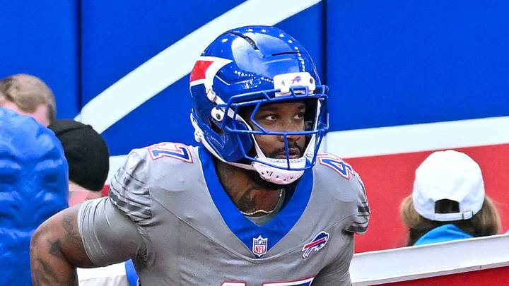Sep 27, 2026; Orchard Park, New York, USA; Buffalo Bills cornerback Christian Benford (47) enters the field before a game against the Los Angeles Chargers at New Highmark Stadium. Mandatory Credit: Mark Konezny-Imagn Images