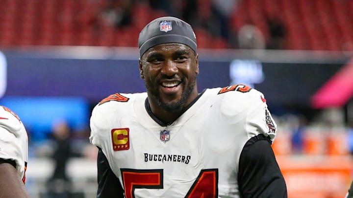 Tampa Bay Buccaneers linebacker Lavonte David celebrates after a victory against the Atlanta Falcons.