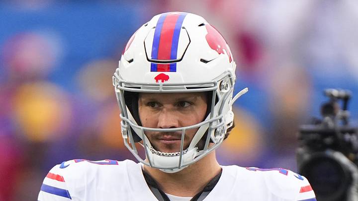 Nov 16, 2025; Orchard Park, New York, USA;  Buffalo Bills quarterback Josh Allen (17) warms up prior to the game against the Tampa Bay Buccaneers at Highmark Stadium. Mandatory Credit: Gregory Fisher-Imagn Images