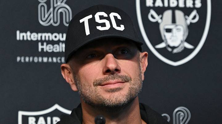 Apr 25, 2025; Henderson, NV, USA; (L-R) Las Vegas Raiders general manager John Spytek during a news conference introducing Ashton Jeanty as the first round draft pick in the 2025 NFL Draft at Intermountain Health Performance Center. Mandatory Credit: Candice Ward-Imagn Images Apr 25, 2025; Henderson, NV, USA; (L-R) Las Vegas Raiders general manager John Spytek during a news conference introducing Ashton Jeanty as the first round draft pick in the 2025 NFL Draft at Intermountain Health Performance Center. Mandatory Credit: Candice Ward-Imagn Images