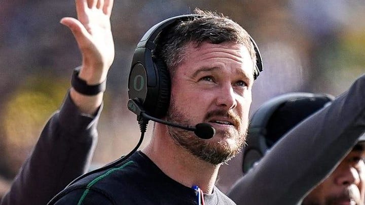 Oregon head coach Dan Lanning watches a play against Michigan during the first half at Michigan Stadium in Ann Arbor on Saturday, Nov. 2, 2024.