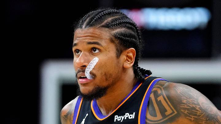 Suns guard Jalen Green (4) reacts late against the Bucks during a game at the Mortgage Matchup Center in Phoenix on March 21, 2026.