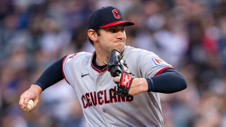 Mar 27, 2026; Seattle, Washington, USA; Cleveland Guardians starter Gavin Williams (32) delivers a pitch during the first inning against the Seattle Mariners at T-Mobile Park. Mandatory Credit: Stephen Brashear-Imagn Images Mar 27, 2026; Seattle, Washington, USA; Cleveland Guardians starter Gavin Williams (32) delivers a pitch during the first inning against the Seattle Mariners at T-Mobile Park. Mandatory Credit: Stephen Brashear-Imagn Images