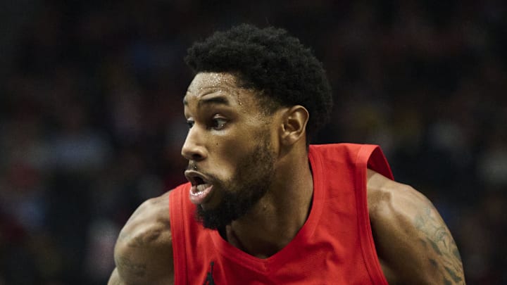 Portland Trail Blazers guard Blake Wesley drives to the basket during the first half.