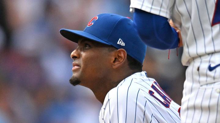 Aug 16, 2026; Chicago, Illinois, USA; Chicago Cubs pitcher Edward Cabrera (30) crouches on the mound before being relieved against the St. Louis Cardinals during the fourth inning at Wrigley Field. Mandatory Credit: Patrick Gorski-Imagn Images Aug 16, 2026; Chicago, Illinois, USA; Chicago Cubs pitcher Edward Cabrera (30) crouches on the mound before being relieved against the St. Louis Cardinals during the fourth inning at Wrigley Field. Mandatory Credit: Patrick Gorski-Imagn Images