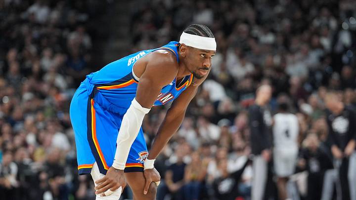May 24, 2026; San Antonio, Texas, USA; Oklahoma City Thunder guard Shai Gilgeous-Alexander (2) looks on in the first quarter against the San Antonio Spurs during game four of the western conference finals for the 2026 NBA playoffs at Frost Bank Center. Mandatory Credit: Daniel Dunn-Imagn Images May 24, 2026; San Antonio, Texas, USA; Oklahoma City Thunder guard Shai Gilgeous-Alexander (2) looks on in the first quarter against the San Antonio Spurs during game four of the western conference finals for the 2026 NBA playoffs at Frost Bank Center. Mandatory Credit: Daniel Dunn-Imagn Images