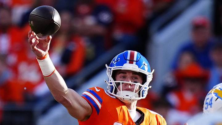 Jan 4, 2026; Denver, Colorado, USA; Denver Broncos quarterback Bo Nix throws the ball during the first half against the Los Angeles Chargers at Empower Field at Mile High. Jan 4, 2026; Denver, Colorado, USA; Denver Broncos quarterback Bo Nix throws the ball during the first half against the Los Angeles Chargers at Empower Field at Mile High.