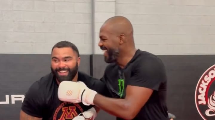Gable Steveson (left) training with Jon Jones (right) / jonnybones (IG) Gable Steveson (left) training with Jon Jones (right) / jonnybones (IG)