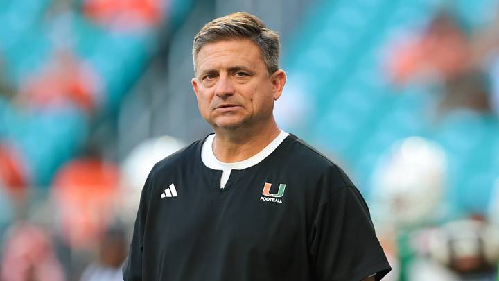 Sep 26, 2026; Miami Gardens, Florida, USA; Miami Hurricanes offensive coordinator and quarterbacks coach Shannon Dawson looks on before the game against the Central Michigan Chippewas at Hard Rock Stadium. Mandatory Credit: Sam Navarro-Imagn Images