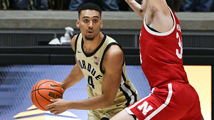 Purdue Boilermakers forward Trey Kaufman-Renn looks to get around Nebraska Cornhuskers center Braxton Meah Purdue Boilermakers forward Trey Kaufman-Renn looks to get around Nebraska Cornhuskers center Braxton Meah