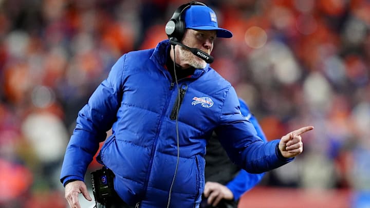 Buffalo Bills head coach Sean McDermott during OT of an AFC Divisional Round playoff game against the Denver Broncos.