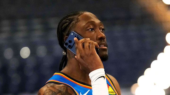 Jalen Williams (8) during the Thunder Media Day for the 25-26 NBA season at the Paycom Center Monday, Sept. 29, 2025. Jalen Williams (8) during the Thunder Media Day for the 25-26 NBA season at the Paycom Center Monday, Sept. 29, 2025.