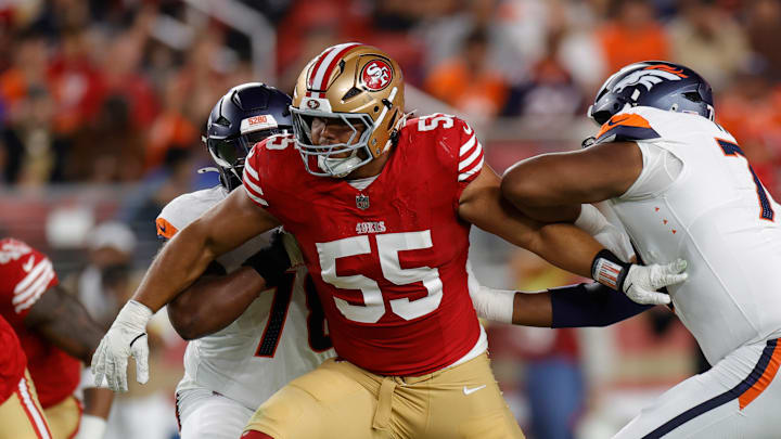 San Francisco 49ers defensive end Sebastian Valdez (55)